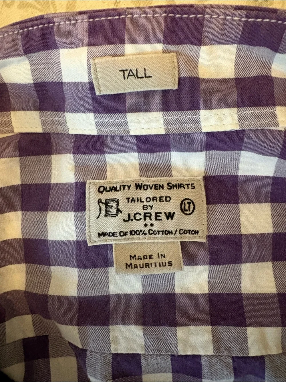 J. Crew 100% Cotton Purple Gingham Button-Down Shirt